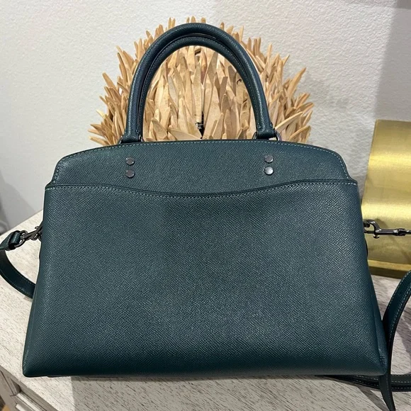 Coach large Lillie 91493 leather forest green satchel crossbody women purse - Picture 8 of 11